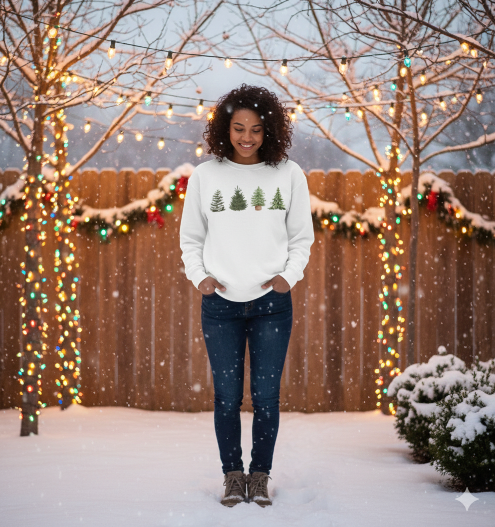 Christmas Tree Crewneck Sweatshirt — Festive Evergreen Holiday Pullover