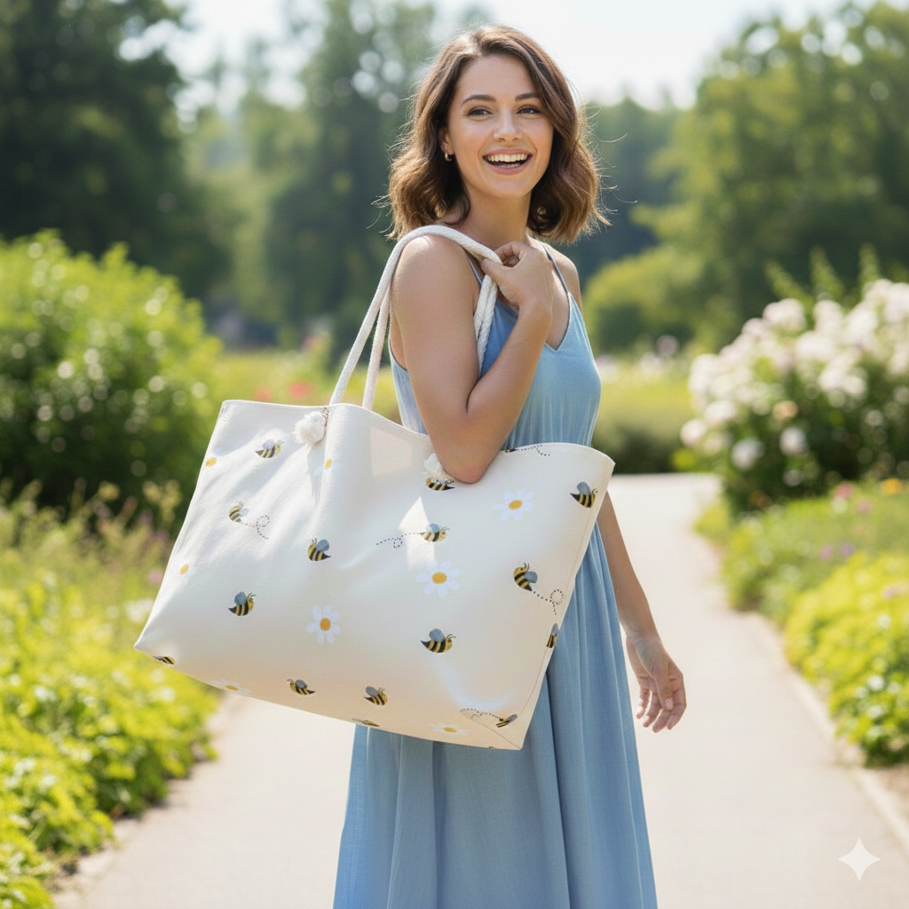 Bee & Daisies Weekender Bag — Floral Travel Tote