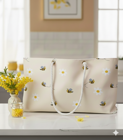 Bee & Daisies Weekender Bag — Floral Travel Tote