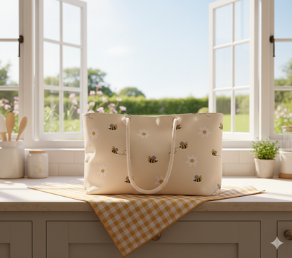 Bee & Daisies Weekender Bag — Floral Travel Tote