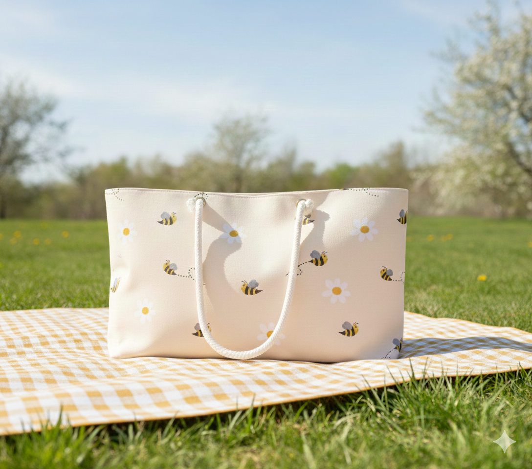 Bee & Daisies Weekender Bag — Floral Travel Tote