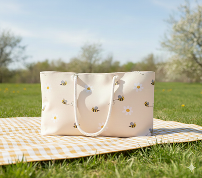 Bee & Daisies Weekender Bag — Floral Travel Tote