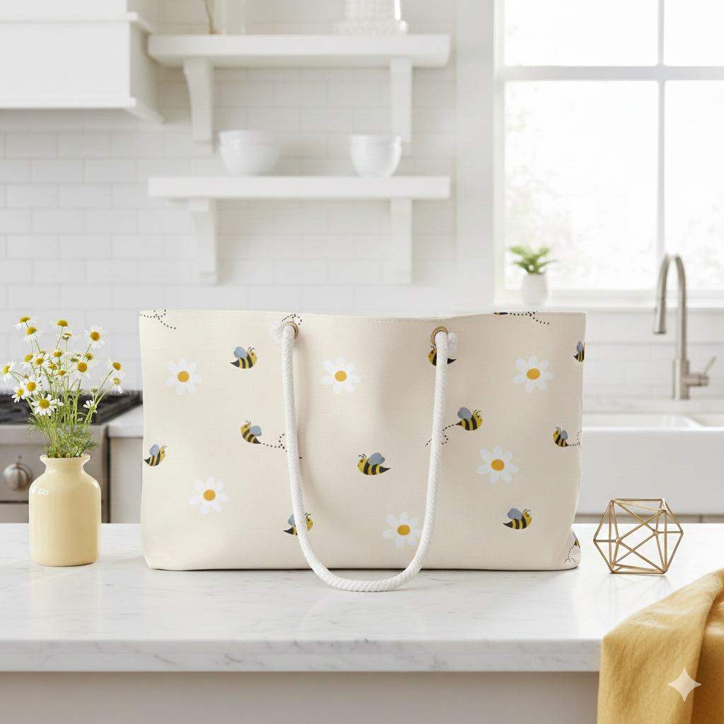 Bee & Daisies Weekender Bag — Floral Travel Tote