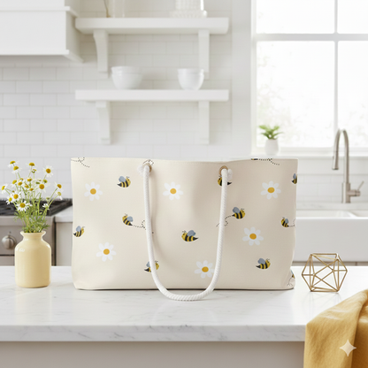 Bee & Daisies Weekender Bag — Floral Travel Tote