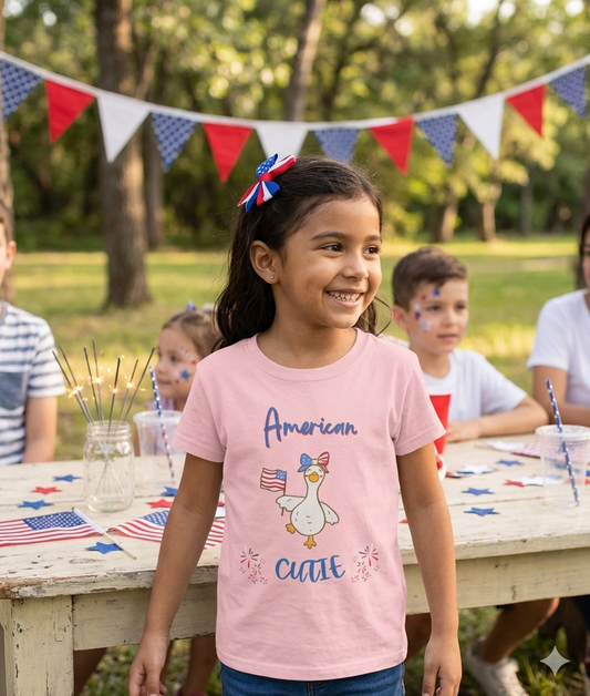 Youth Tee - "American Cutie" Patriotic Duck Kids T-Shirt