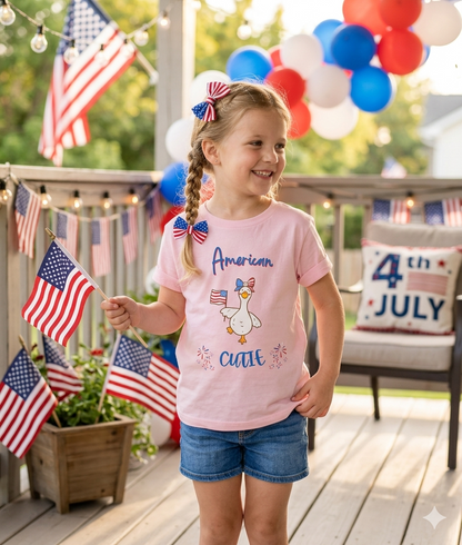 Youth Tee - "American Cutie" Patriotic Duck Kids T-Shirt