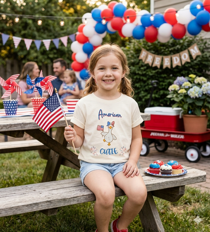 Youth Tee - "American Cutie" Patriotic Duck Kids T-Shirt