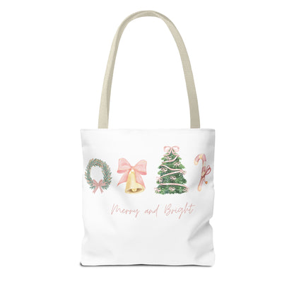 Pink Christmas Decal Tote Bag