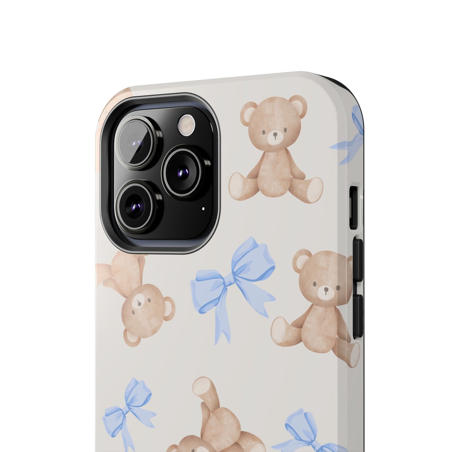 Teddy Bear Pattern Tough Phone Case — Cute Blue Bows