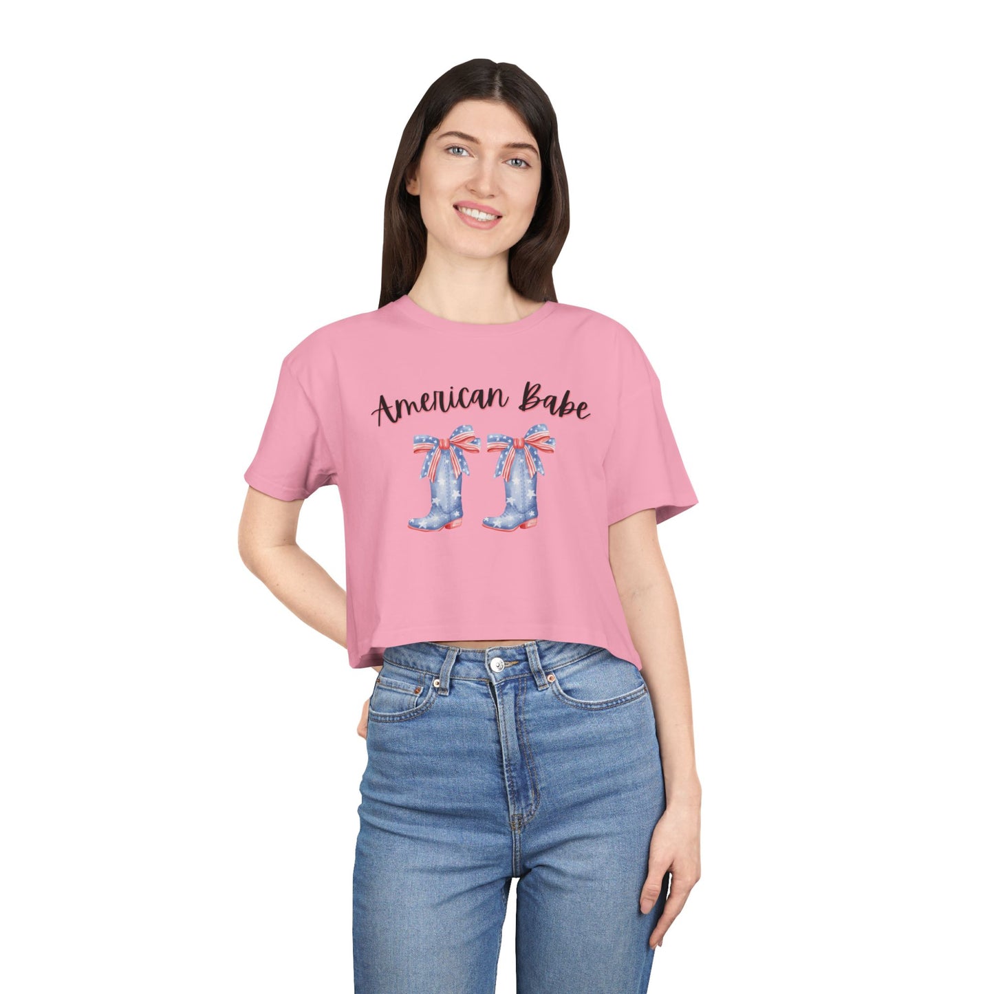 American Cutie Crop Tee — Women's Cowgirl Boots Graphic