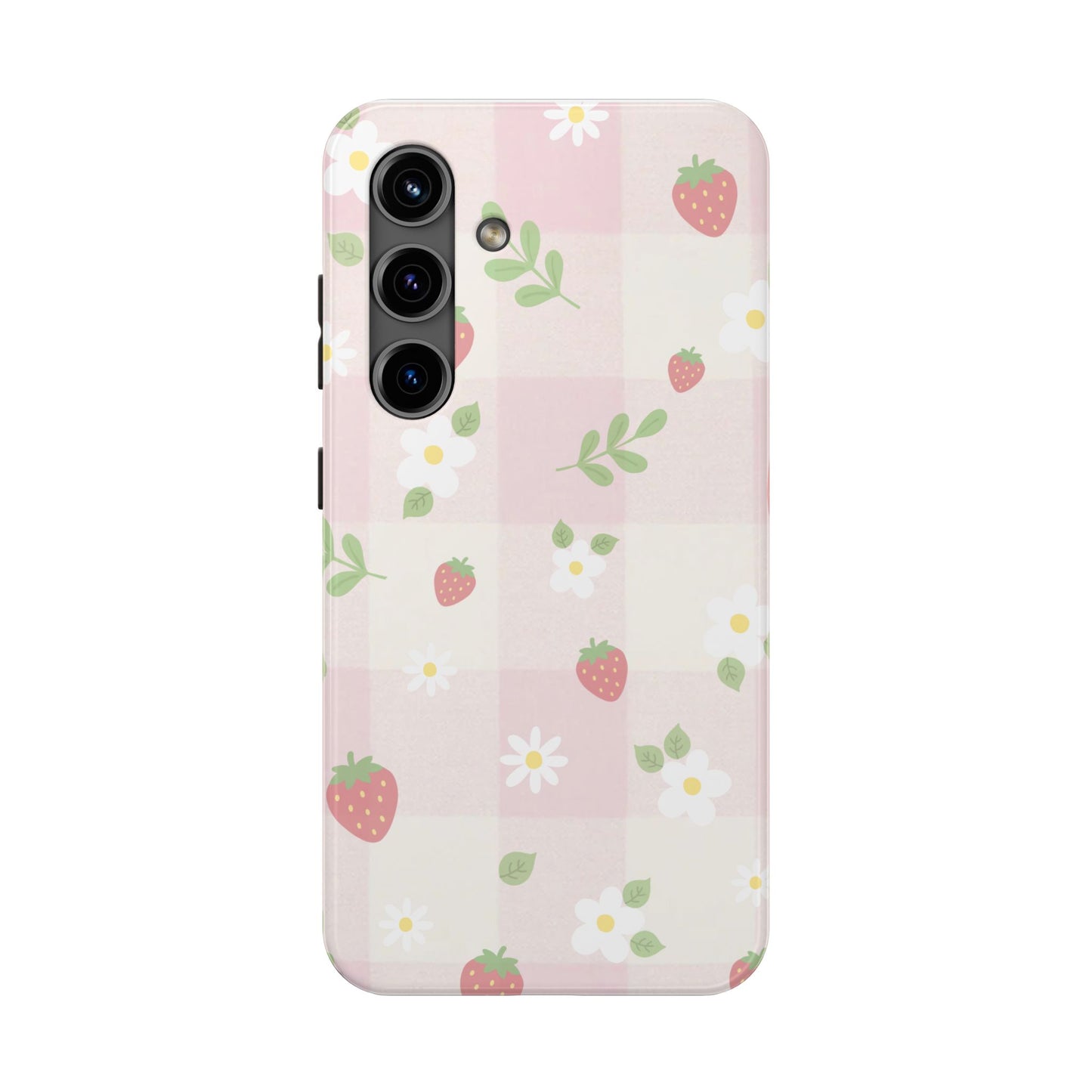 Strawberries & Flowers Tough Phone Case — Floral Fruit Protective Cover