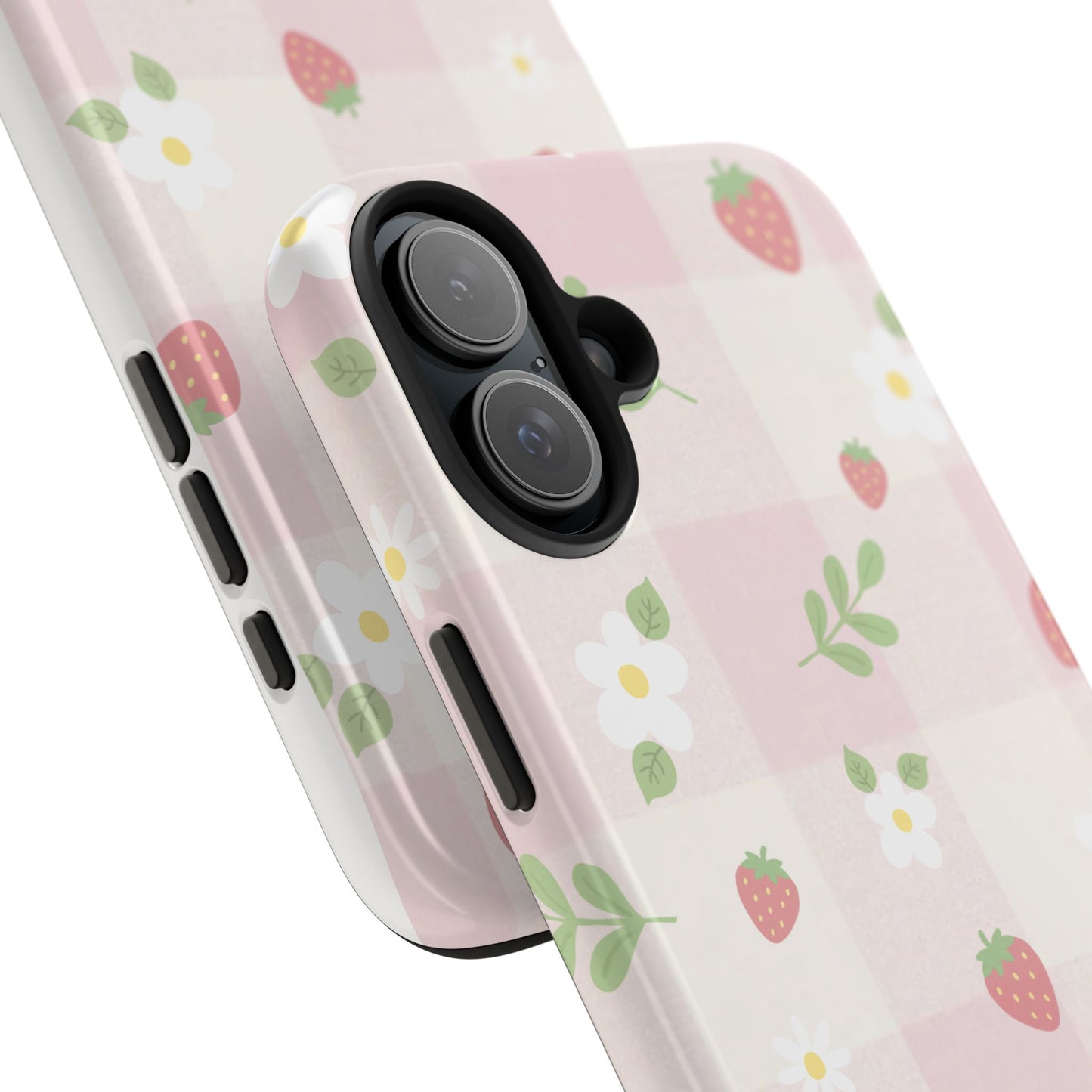 Strawberries & Flowers Tough Phone Case — Floral Fruit Protective Cover