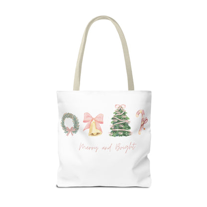 Pink Christmas Decal Tote Bag