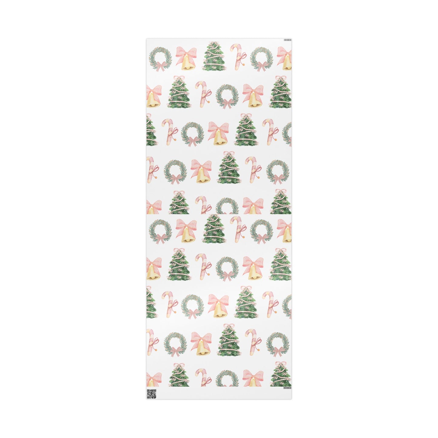 Christmas Wreath & Tree Wrapping Paper Roll – Pastel Holiday Gift Wrap