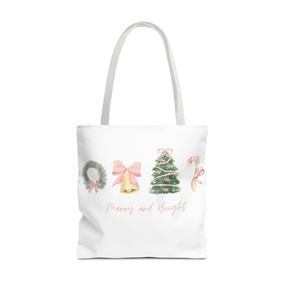 Pink Christmas Decal Tote Bag