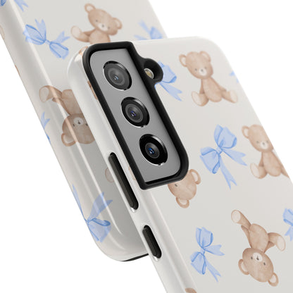 Teddy Bear Phone Case with Blue Bows