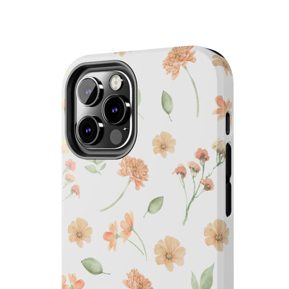 Floral Peach Watercolor Tough Phone Case — Protective Botanical iPhone Case