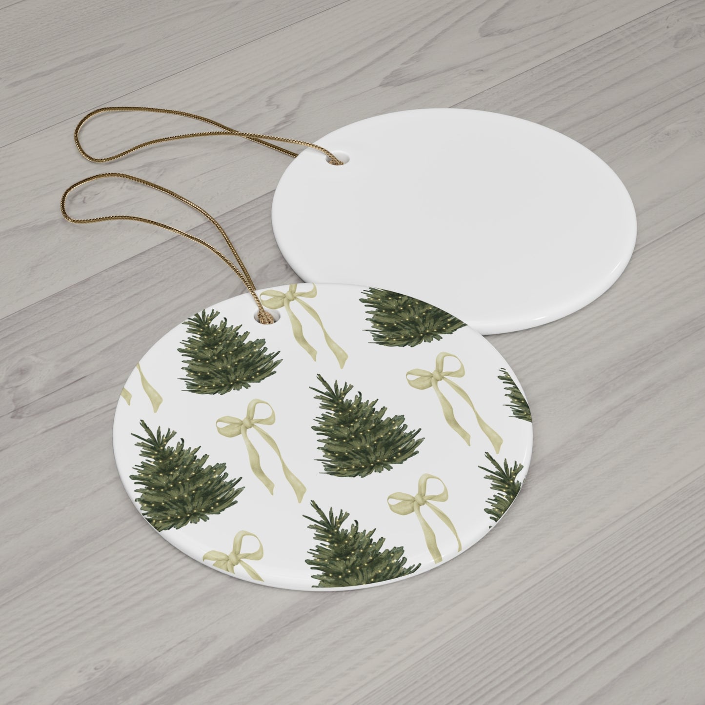 Christmas Tree and Coquette Bow Ornament - 2 sizes