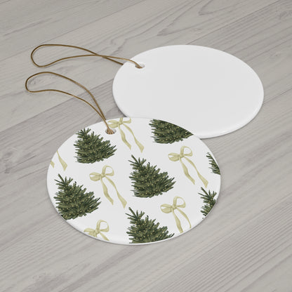 Christmas Tree and Coquette Bow Ornament - 2 sizes