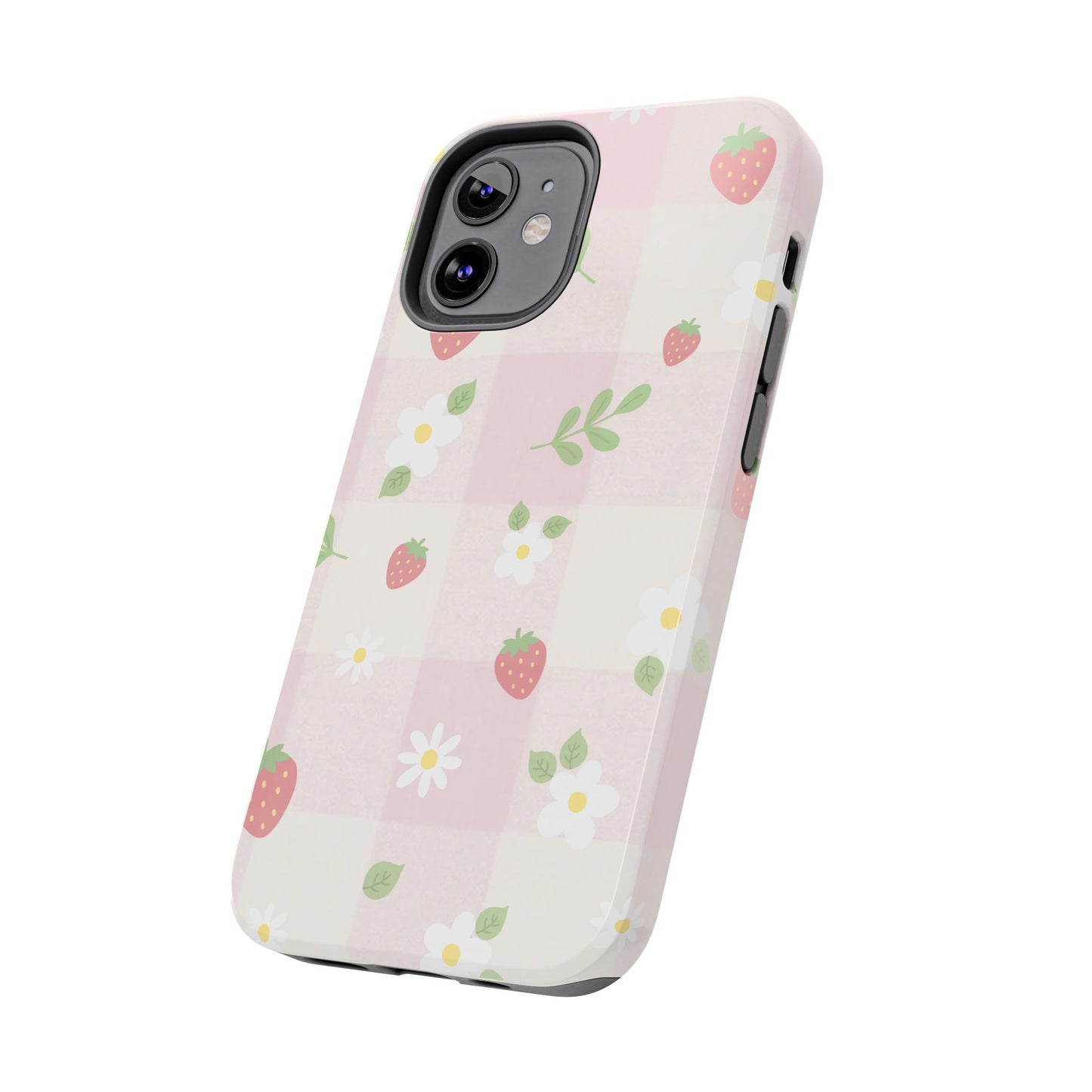 Strawberries & Flowers Tough Phone Case — Floral Fruit Protective Cover