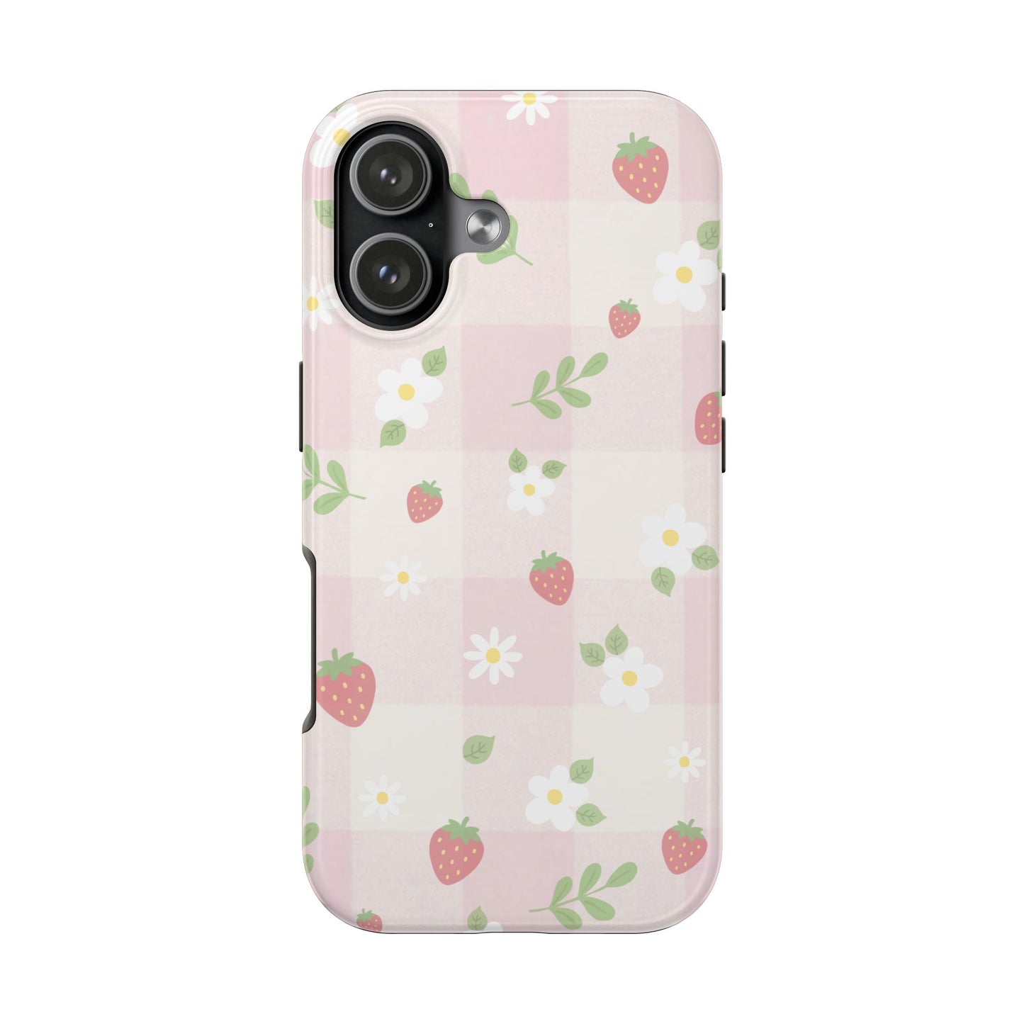Strawberries & Flowers Tough Phone Case — Floral Fruit Protective Cover