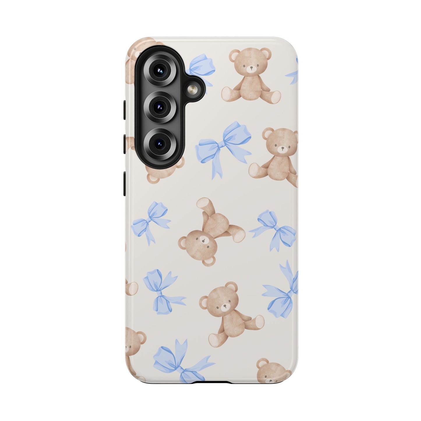Teddy Bear Phone Case with Blue Bows