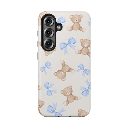Teddy Bear Phone Case with Blue Bows