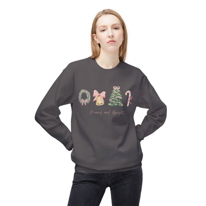Pink Christmas Icons Crewneck Sweatshirt – Merry and Bright Holiday Pullover