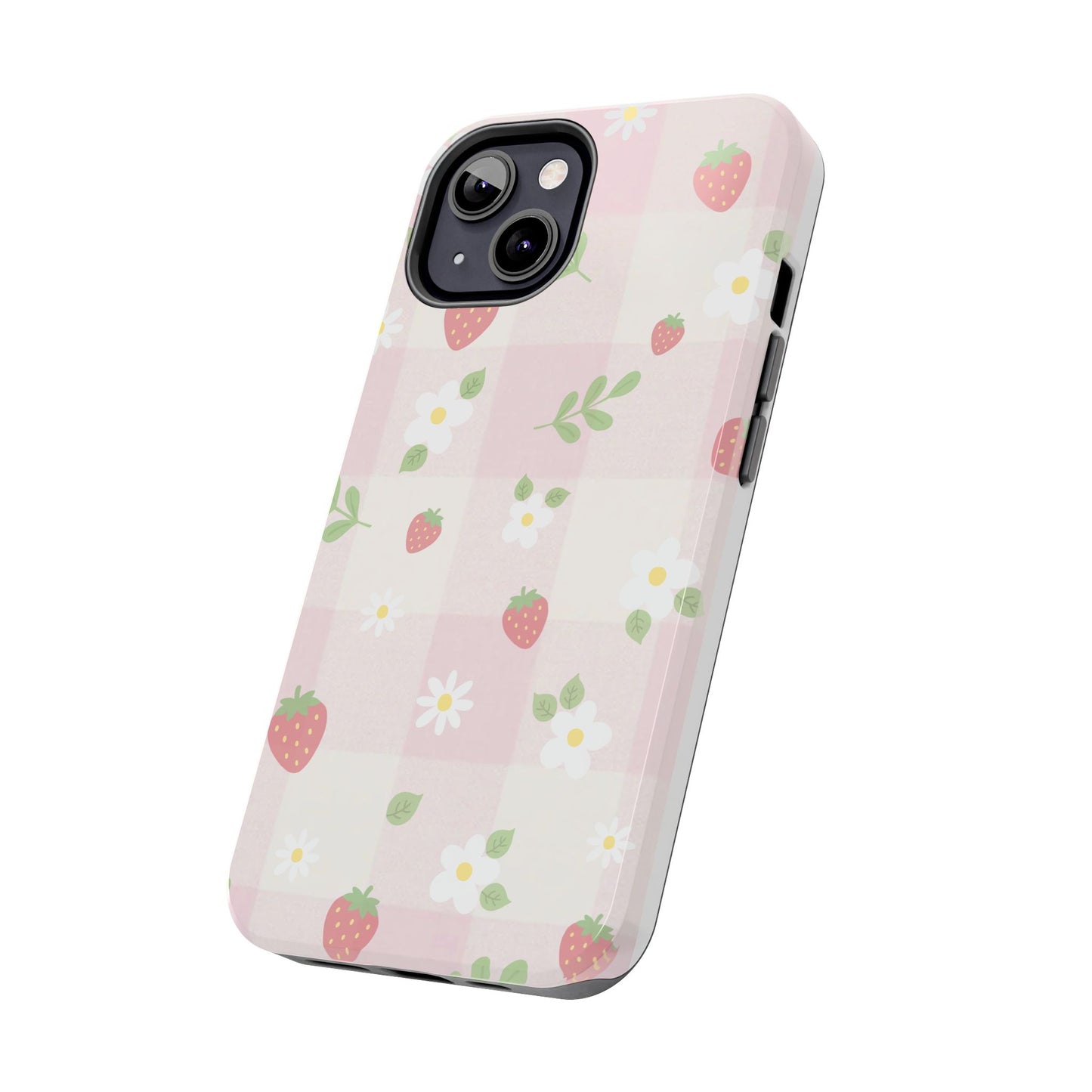 Strawberries & Flowers Tough Phone Case — Floral Fruit Protective Cover