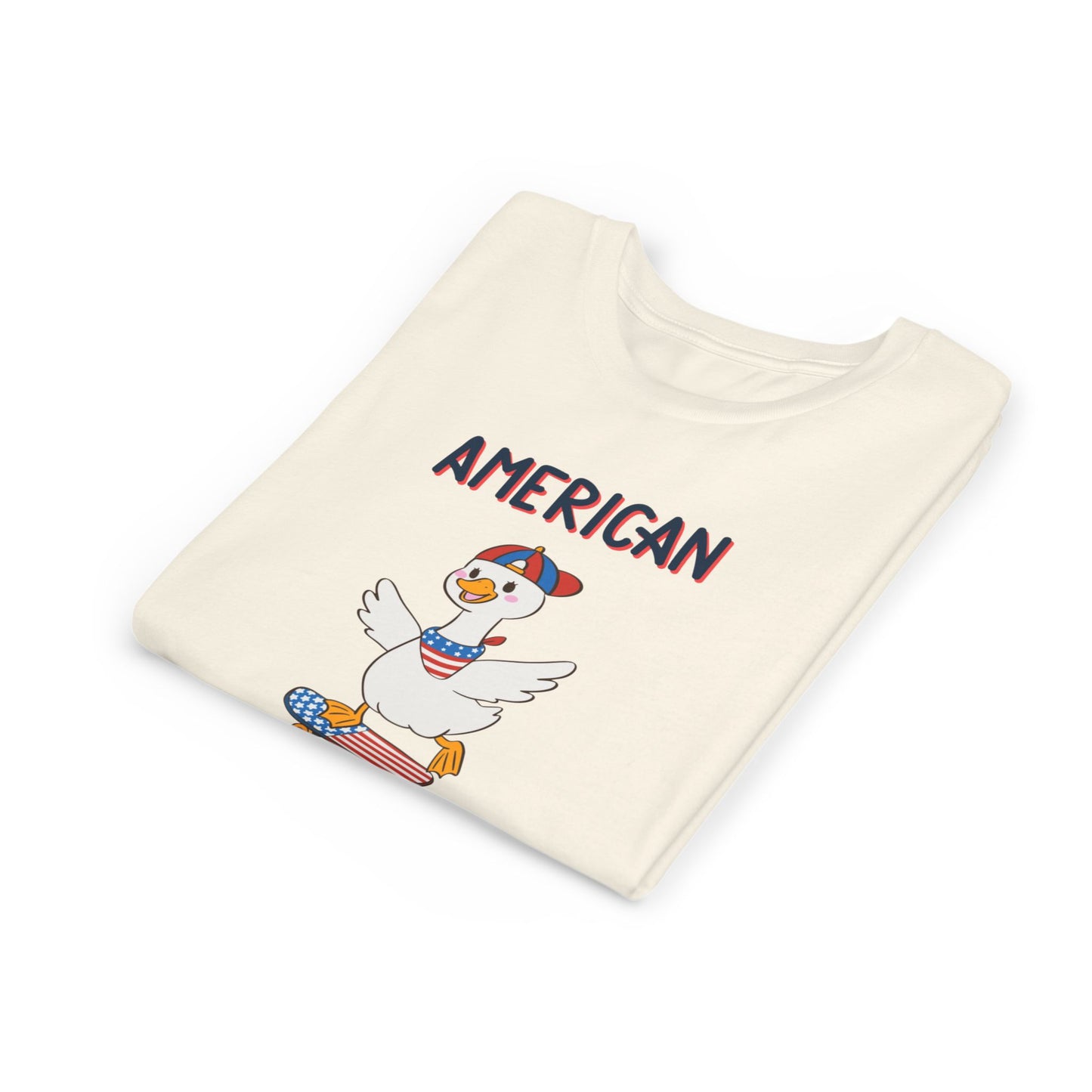 Youth Tee — "American Dude" Skateboarding Duck Graphic