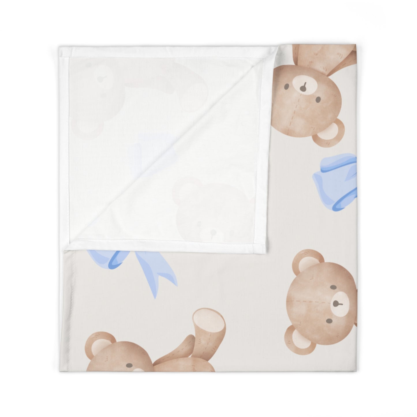 Teddy Bear Blue Bow Baby Swaddle Blanket