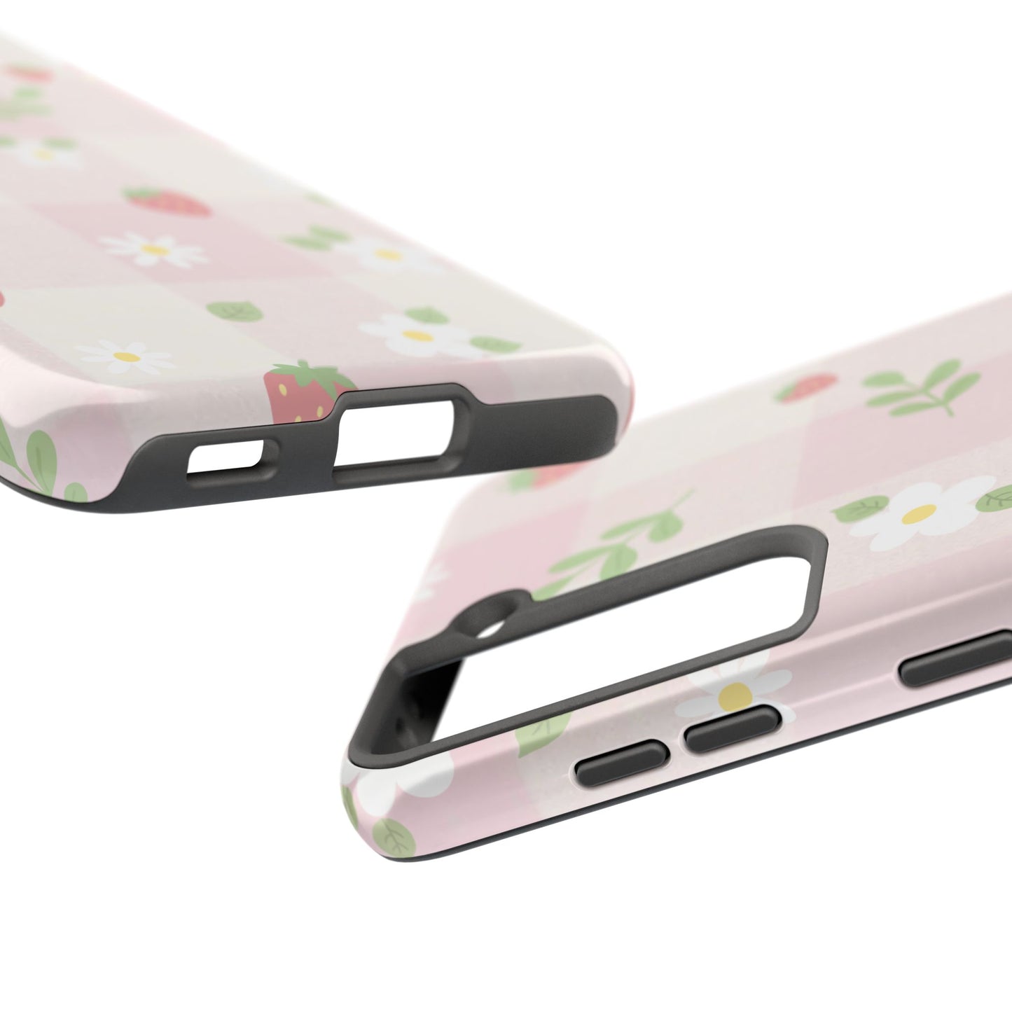 Strawberries & Flowers Tough Phone Case — Floral Fruit Protective Cover