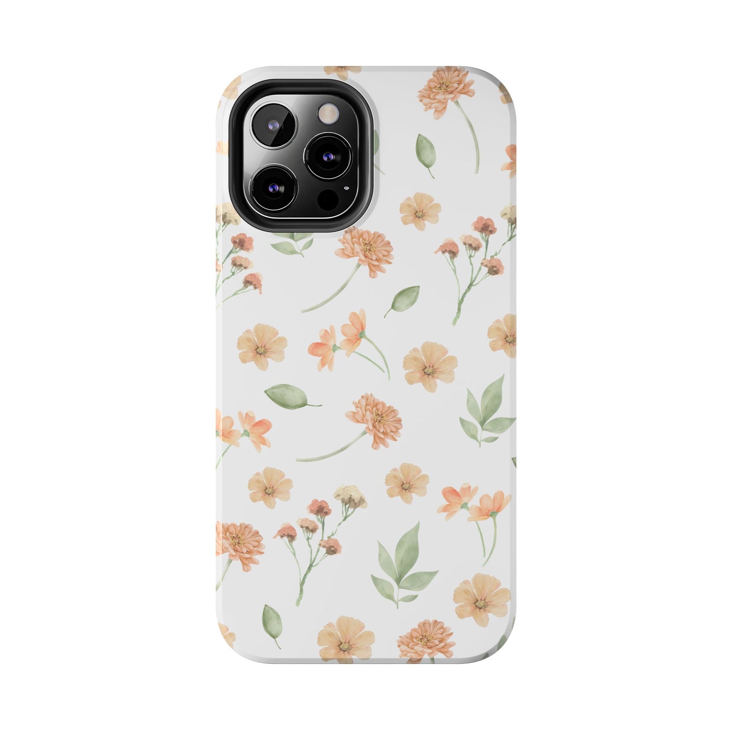 Floral Peach Watercolor Tough Phone Case — Protective Botanical iPhone Case