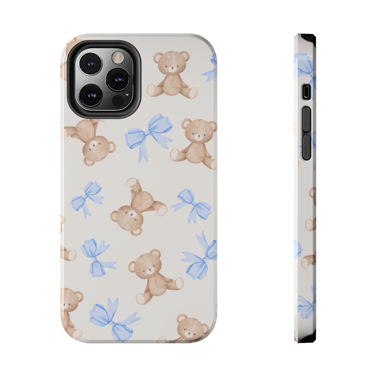 Teddy Bear Phone Case with Blue Bows