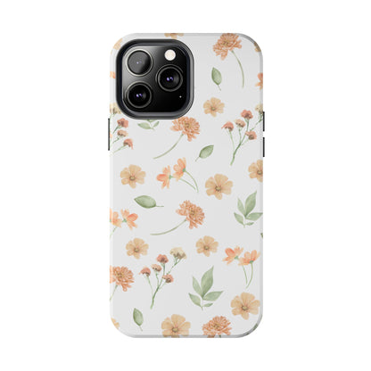 Floral Peach Watercolor Tough Phone Case — Protective Botanical iPhone Case