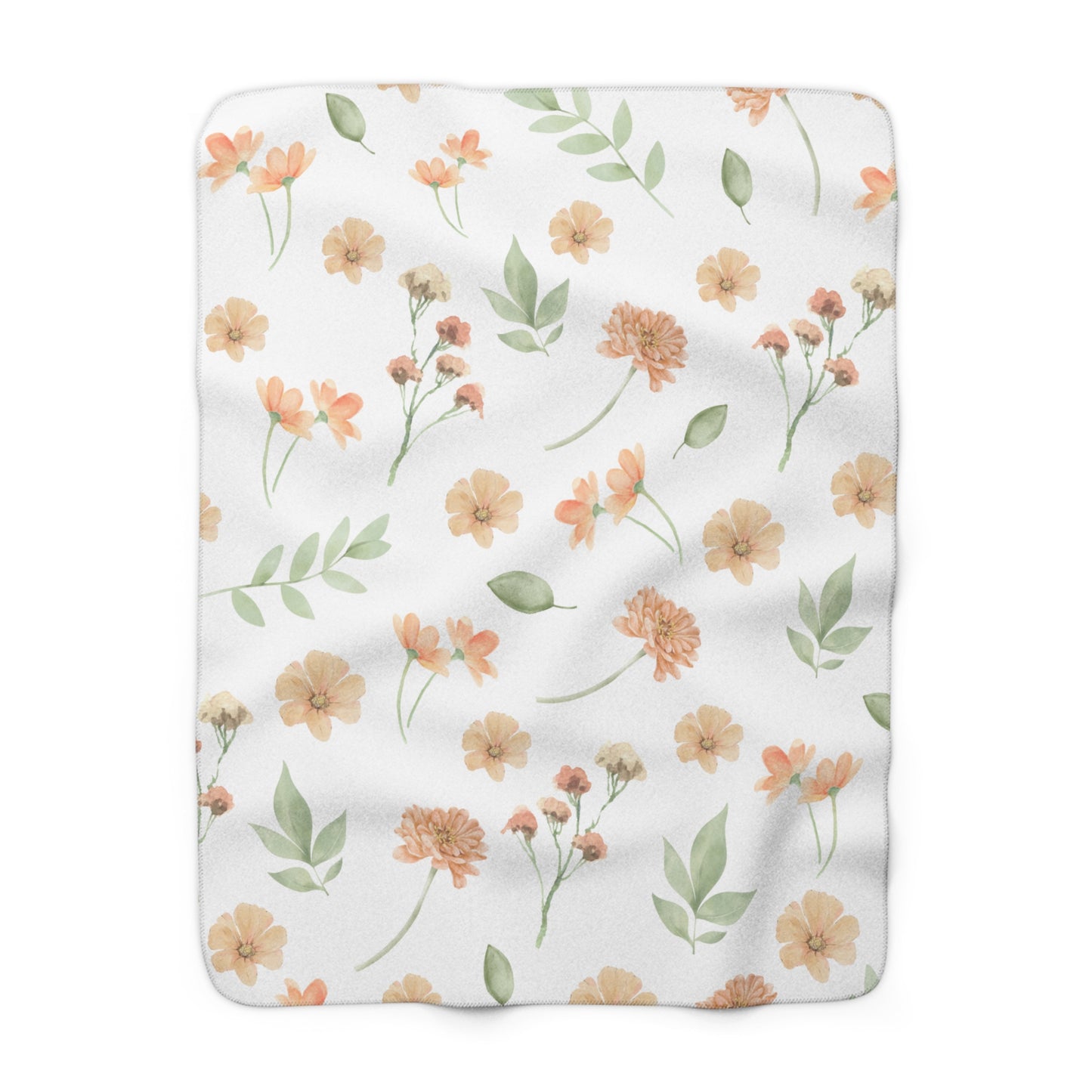 Orange Flower Sherpa Blanket - A Cozy Floral Throw