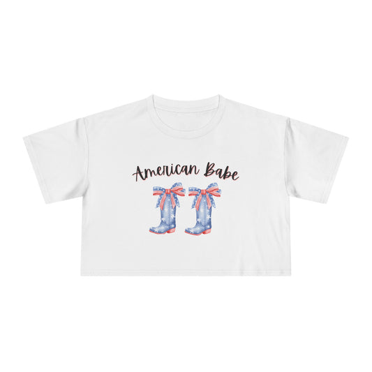 American Cutie Crop Tee — Women's Cowgirl Boots Graphic