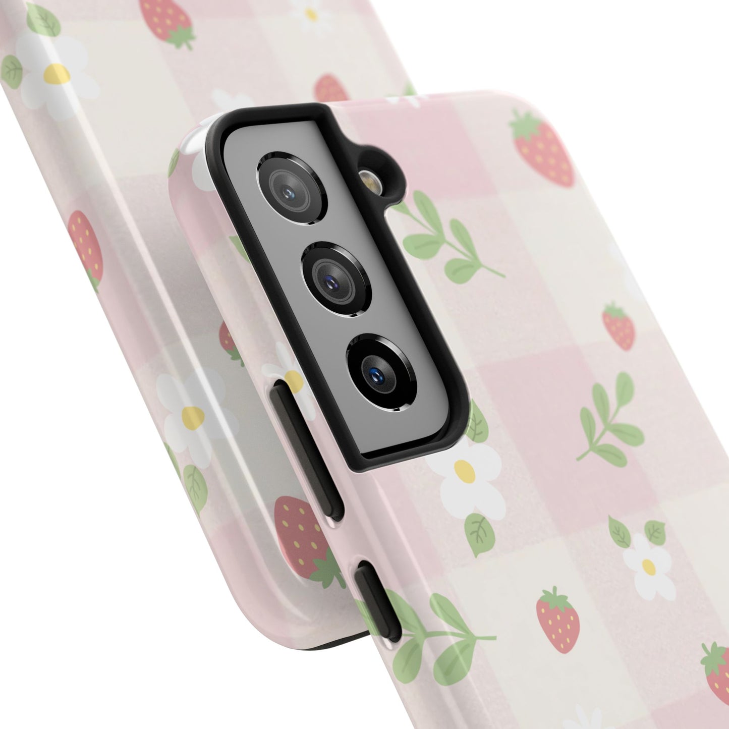 Strawberries & Flowers Tough Phone Case — Floral Fruit Protective Cover