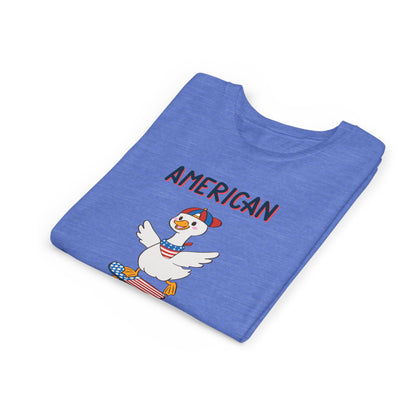Youth Tee — "American Dude" Skateboarding Duck Graphic