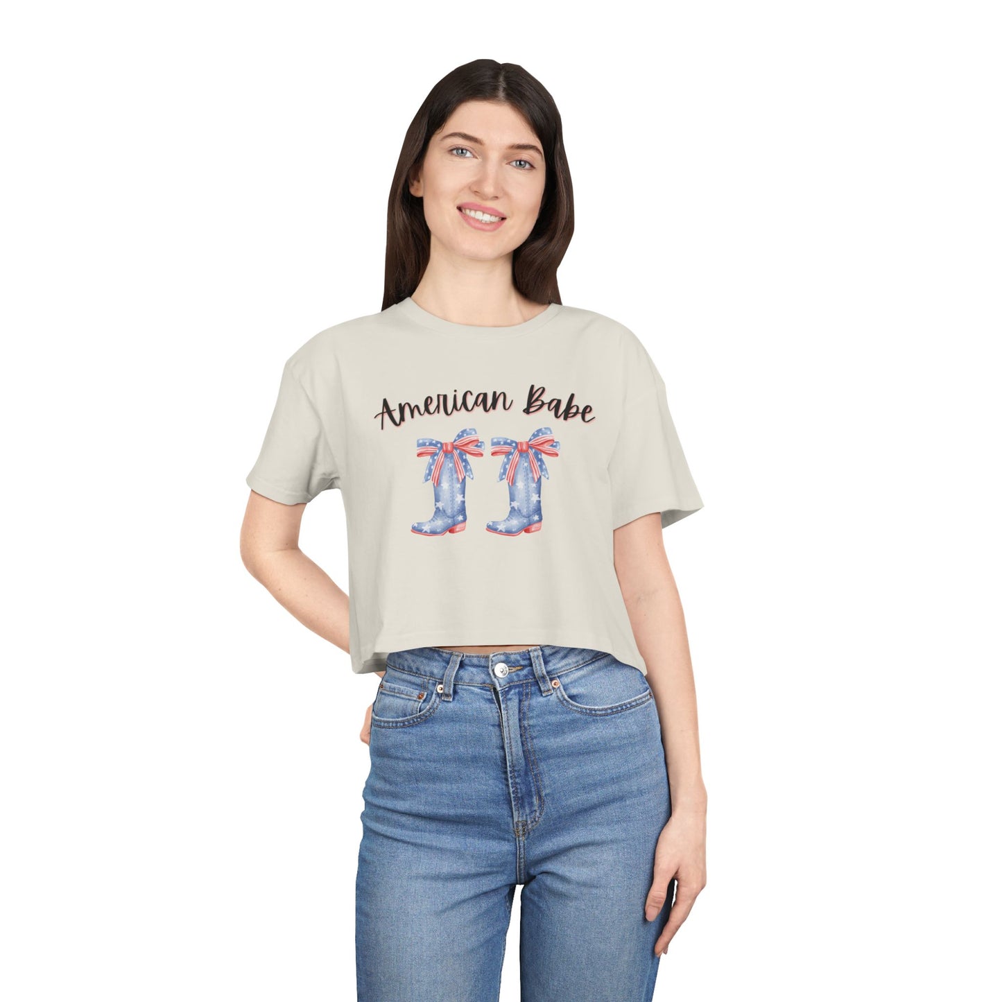 American Cutie Crop Tee — Women's Cowgirl Boots Graphic