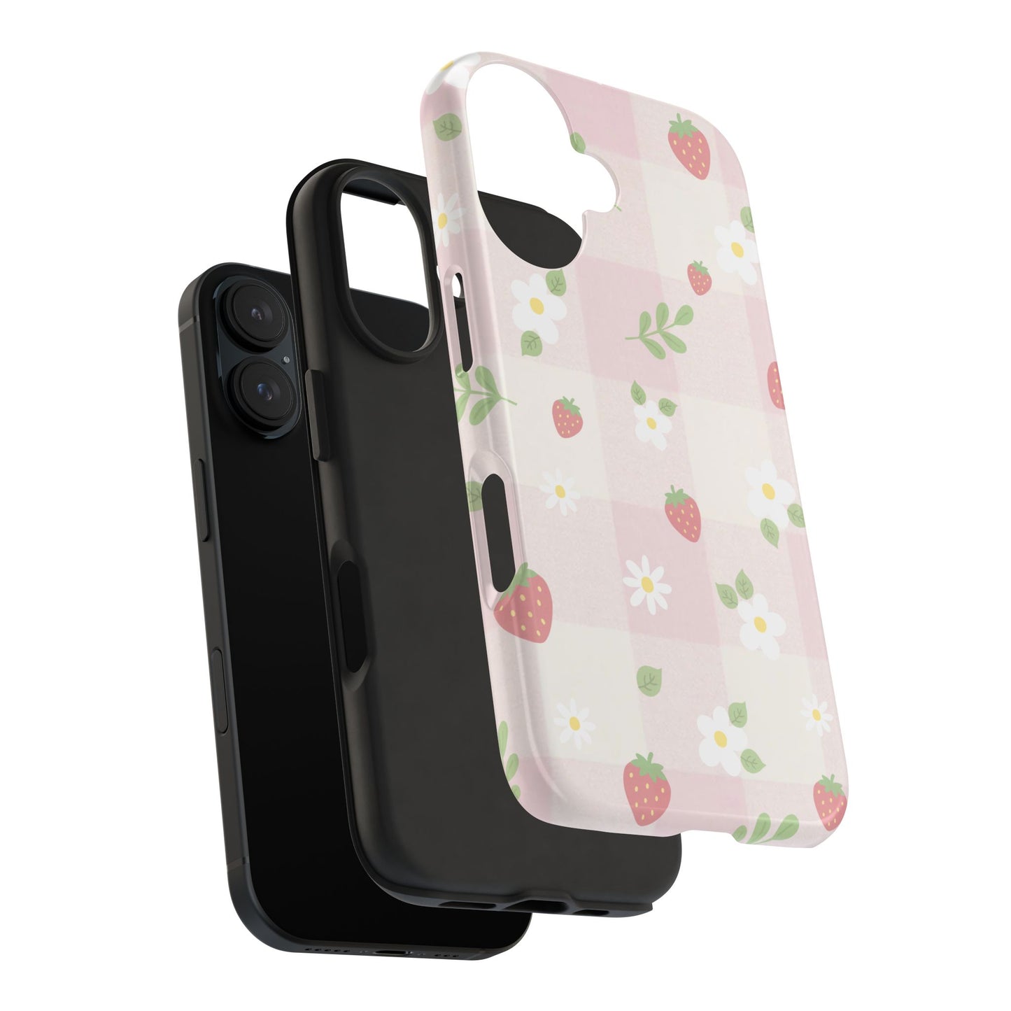 Strawberries & Flowers Tough Phone Case — Floral Fruit Protective Cover