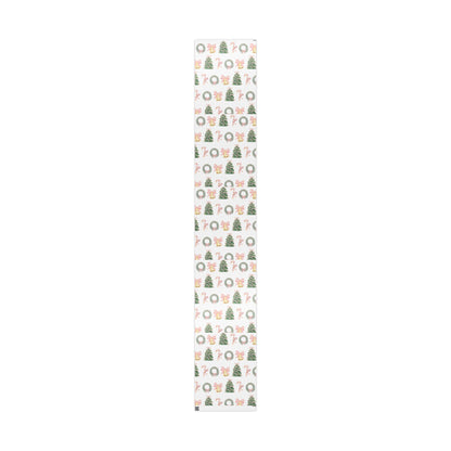 Christmas Wreath & Tree Wrapping Paper Roll – Pastel Holiday Gift Wrap