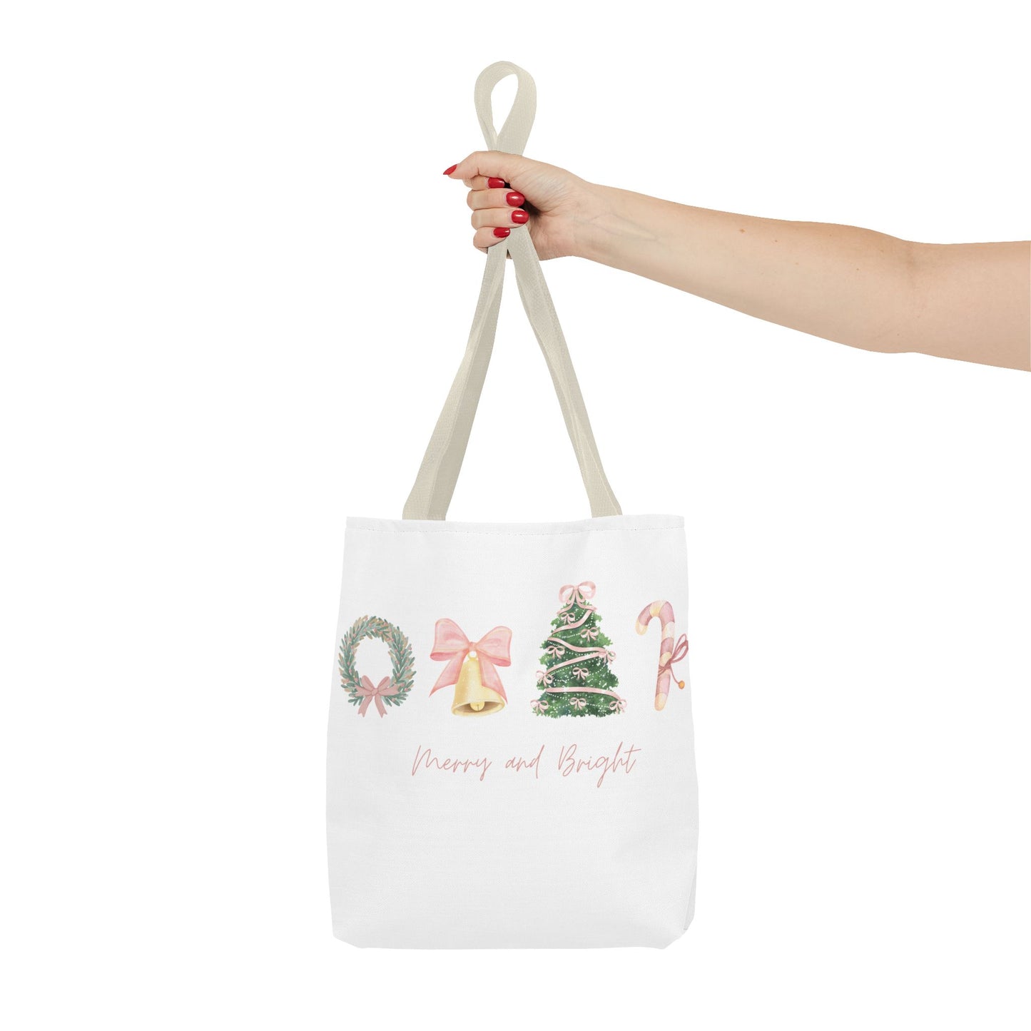 Pink Christmas Decal Tote Bag