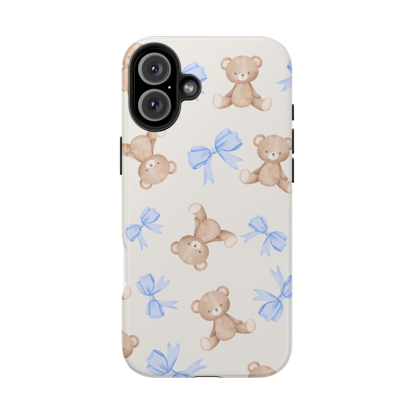 Teddy Bear Phone Case with Blue Bows