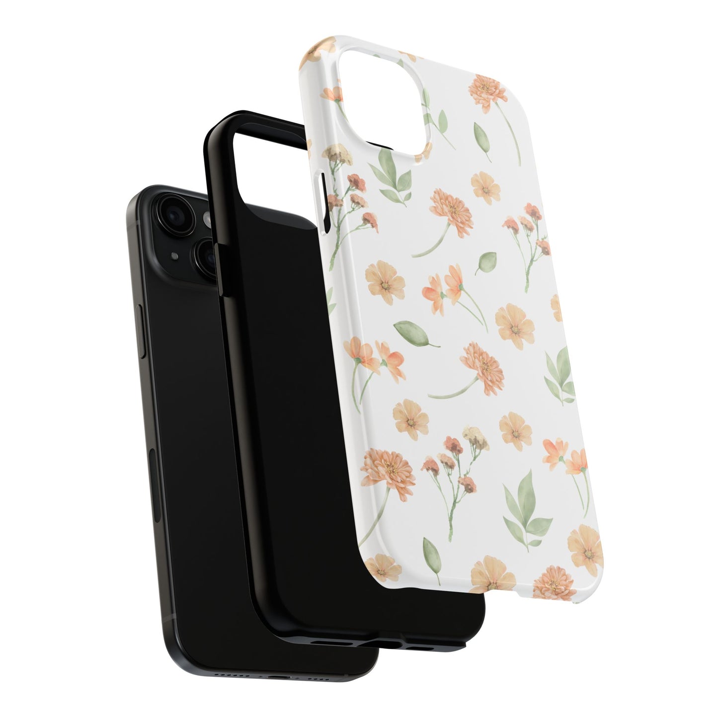 Floral Peach Watercolor Tough Phone Case — Protective Botanical iPhone Case