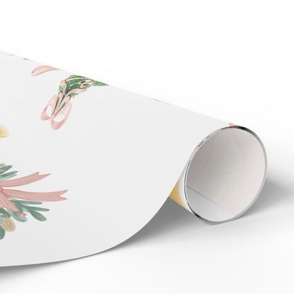 Christmas Wreath & Tree Wrapping Paper Roll – Pastel Holiday Gift Wrap
