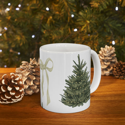 Coquette Christmas Tree Ceramic Mug, (11oz, 15oz)