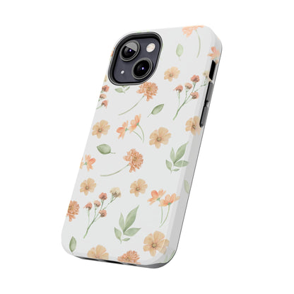 Floral Peach Watercolor Tough Phone Case — Protective Botanical iPhone Case