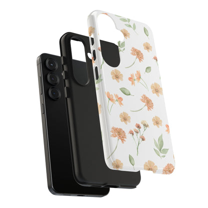 Floral Peach Watercolor Tough Phone Case — Protective Botanical iPhone Case