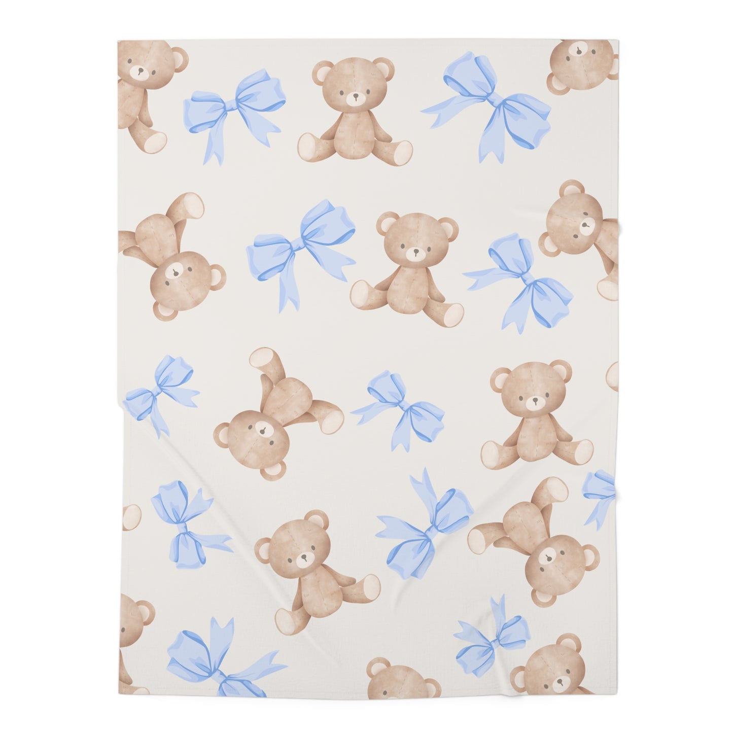 Teddy Bear Blue Bow Baby Swaddle Blanket